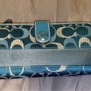 Coach teal leather wallet